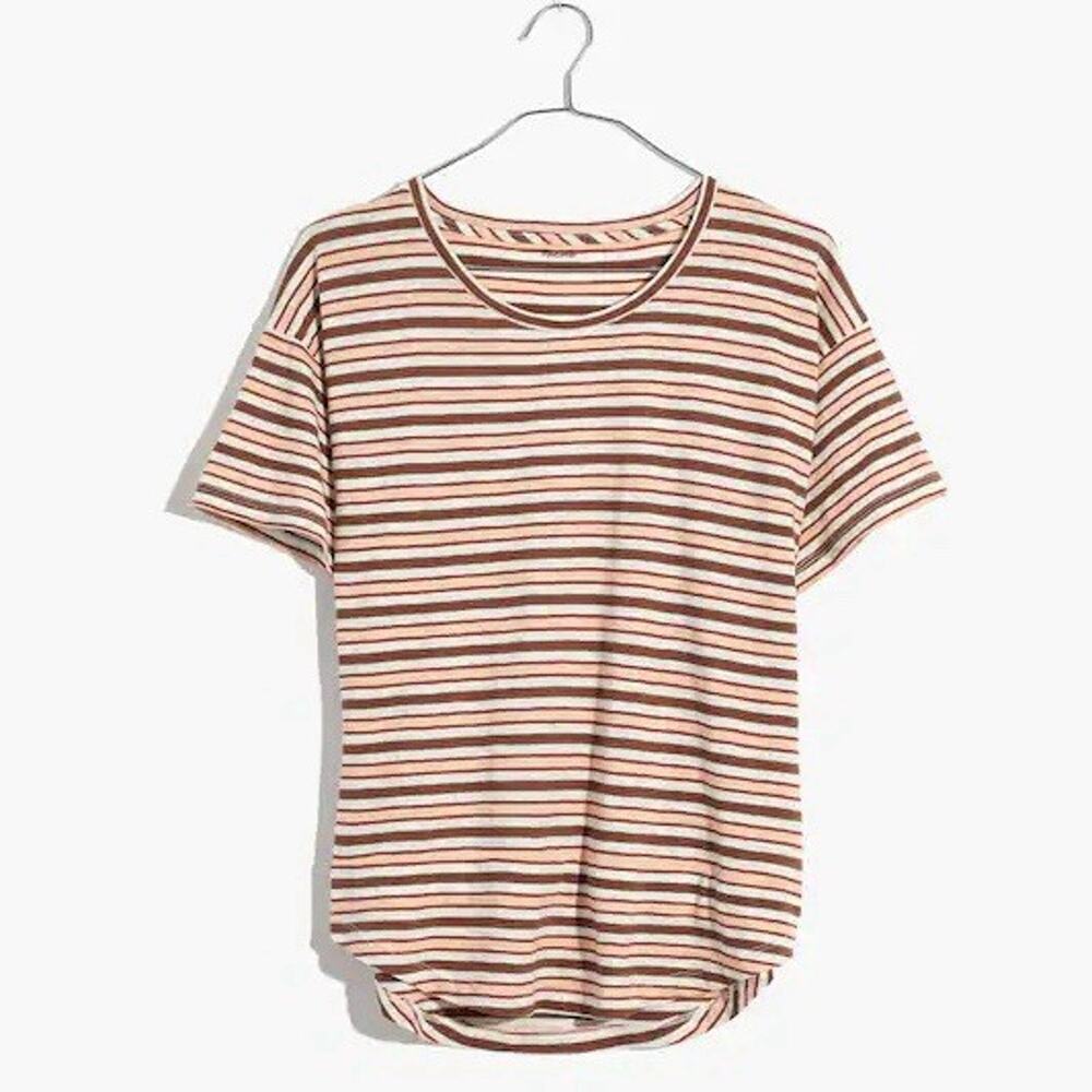 Madewell Whisper Cotton Crewneck Tee In Cobra Stripe Womens Small Multicolored